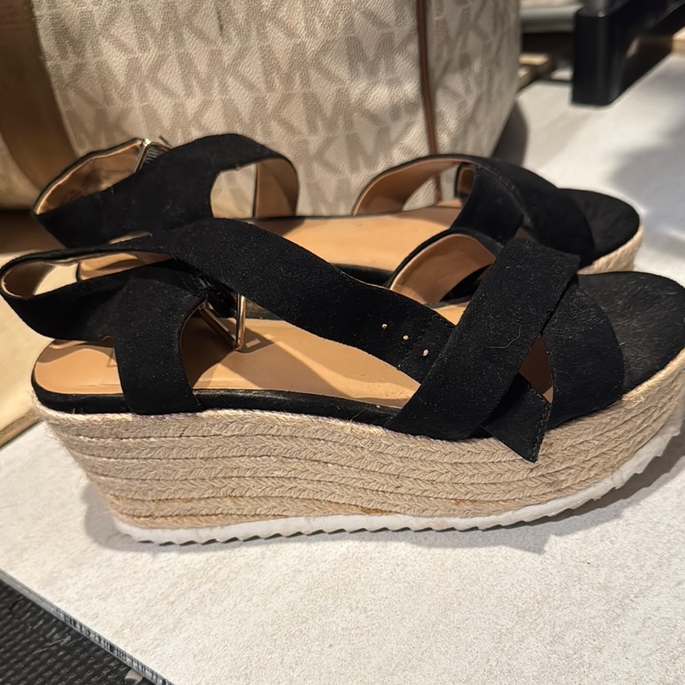 Black Espadrille Wedge Sandals